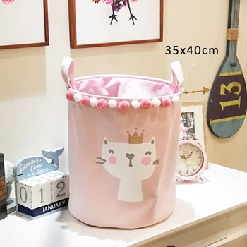 

1Pcs Sundries Storage Barrels Polyester/Canvas Dirty Laundry Basket Multifunction Large Capacity Cartoon Pattern Home Organizer