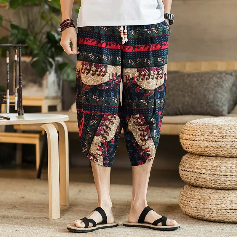 Японские милые летние Укороченные спортивные штаны с принтом, Мужские штаны для бега, уличная одежда в стиле хип-хоп, спортивные штаны, повседневные брюки