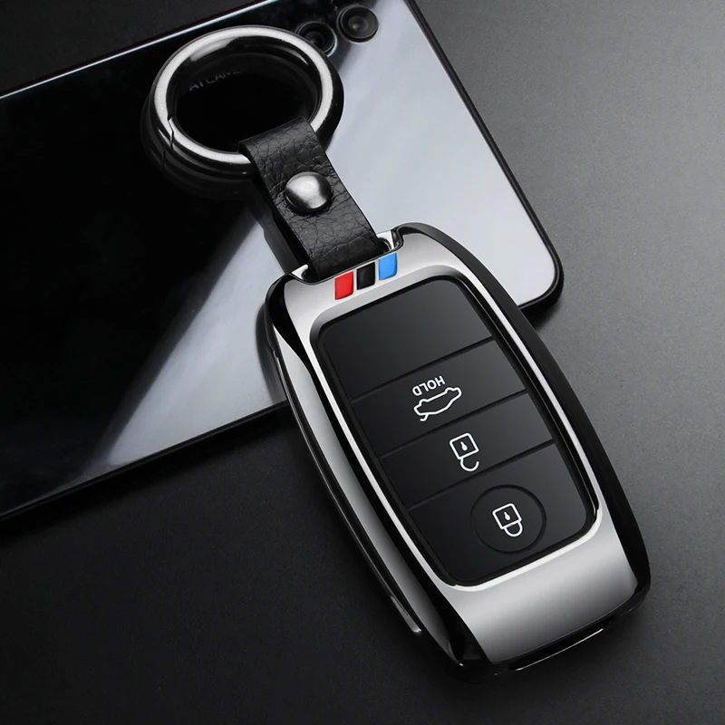 A Black 03 Чехол для ключей автомобиля из цинкового сплава, брелок для Kia Rio K2 K3 K4 Sportage Cerato K3 Optima K5 Ceed Sorento Soul Forte Sportage R - Название цвета: A Black 03