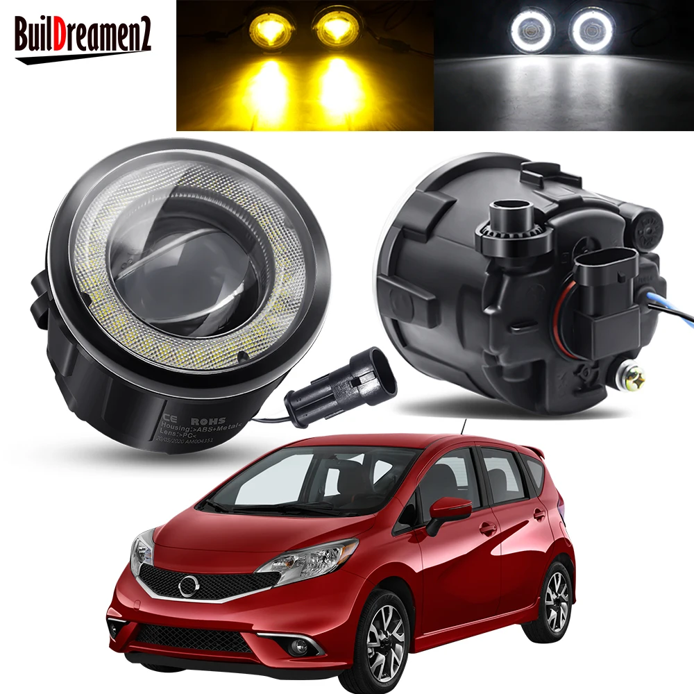 

2 Pieces Car Angel Eye Fog Light Assembly LED Lens Fog Daytime Running Lamp DRL 30W 3000LM 12V For Nissan Versa 2007-2011