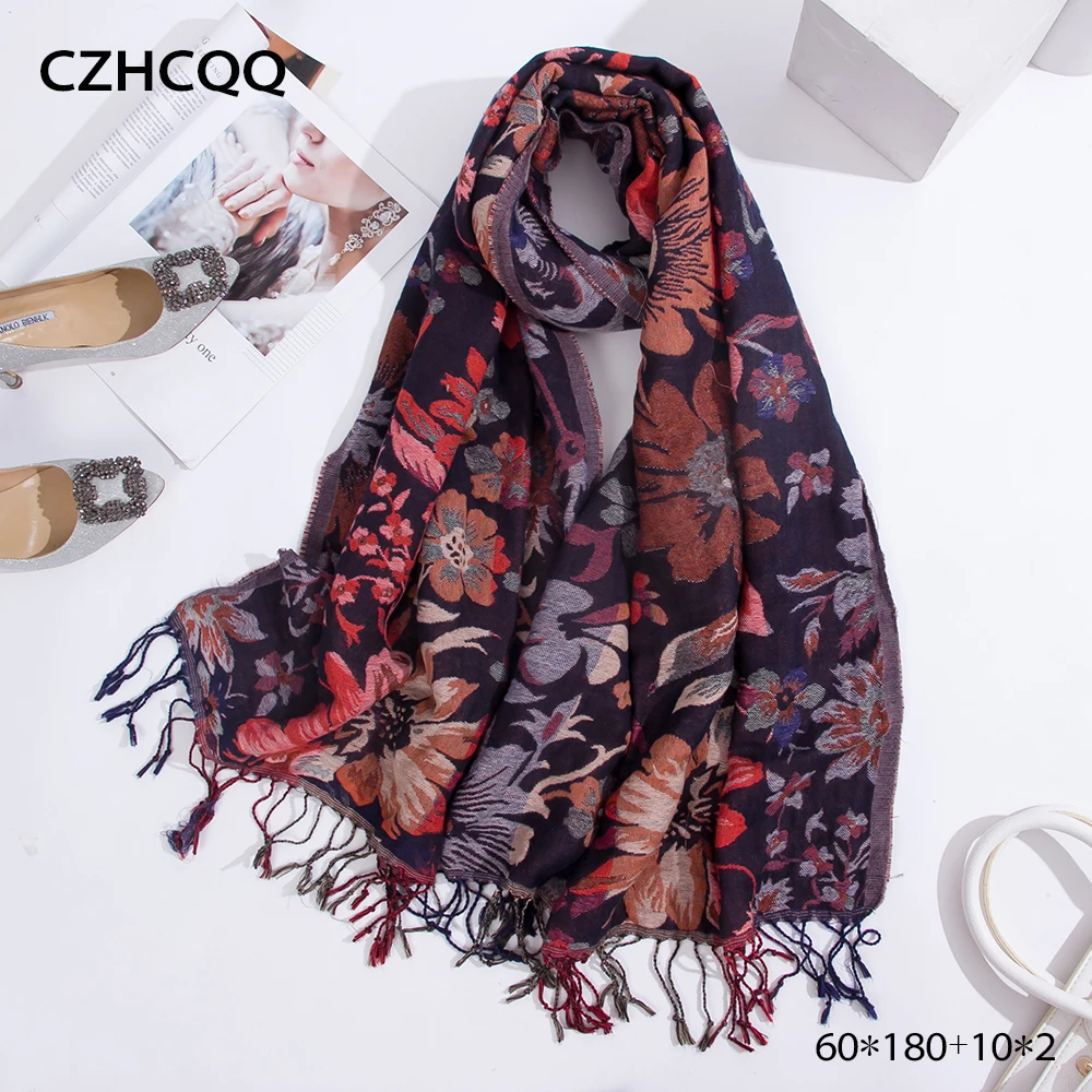 

Winter Women Scarves 100% Pure Cotton Women Viscose Shawl Ladies Tropical Print Hijab Wrap Echarpe Foulard Femme Scarf For Women
