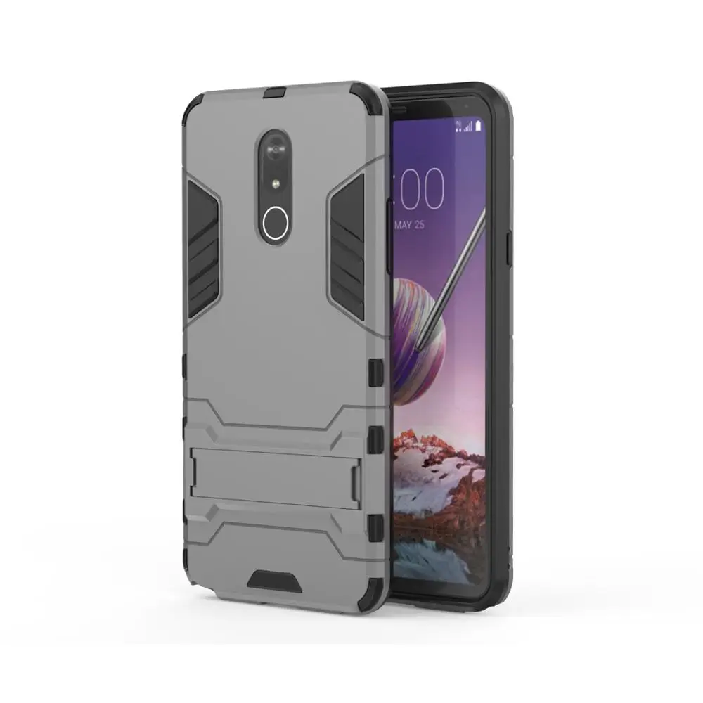 gray Гибридный бронированный чехол для LG G7 G6 Q6 Q8 K8 V20 v20mini V30 V30S stylo 3 stylo 4 stylo 5 противоударный чехол с подставкой и PC чехол Крышка - Цвет: gray