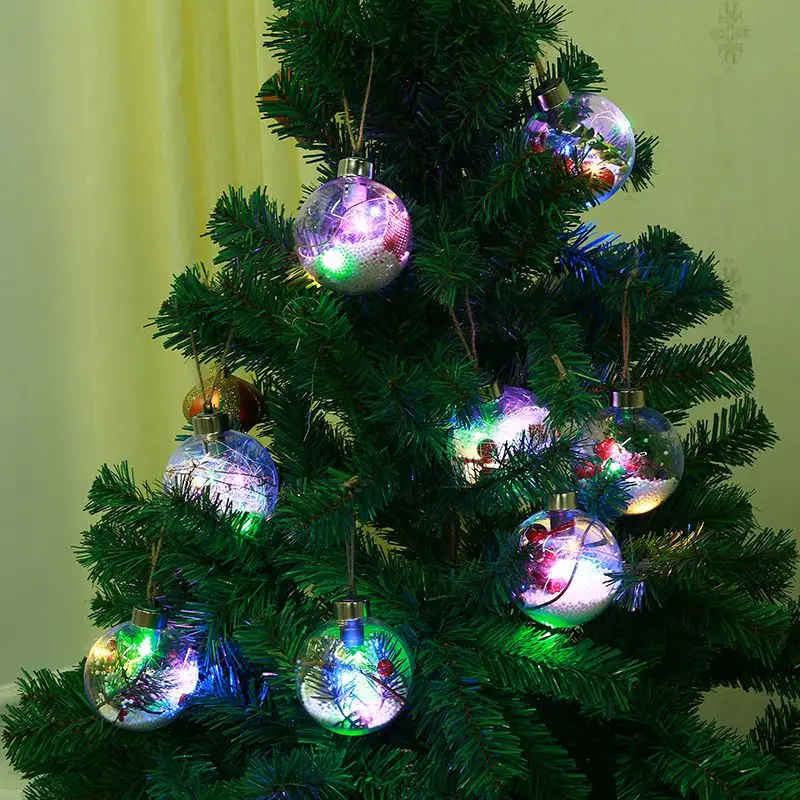 Светодиодный подвесной шар для рождественской елки, Прозрачные Шары, украшения, сделай сам, ремесло, пластиковый Рождественский шар, безделушки, снеговик, Новогоднее украшение