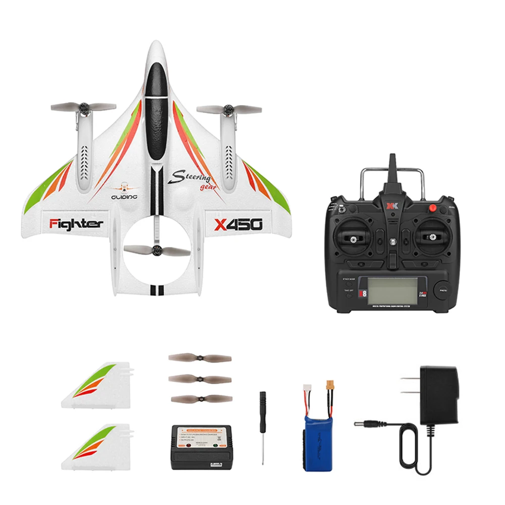 Высокое качество WLtoys XK X450 2,4G 6CH 3D/6G RC Airplne вертикальный взлет светодиодный RC планер фиксированное крыло радиоуправляемый самолет вертолет RTF - Цвет: US Plug