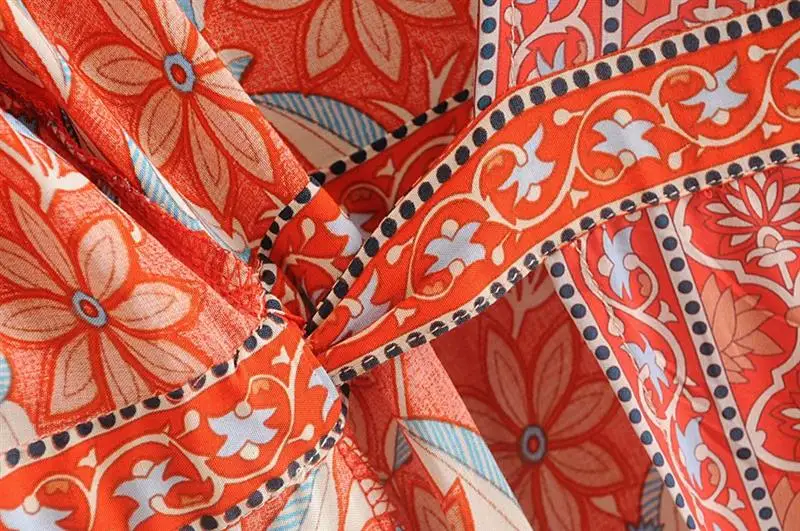 TEELYNN wrap dresses осеннее вискозное красное платье с цветочным принтом сексуальное Цыганское Платье с v-образным вырезом boho платья для женщин vestido