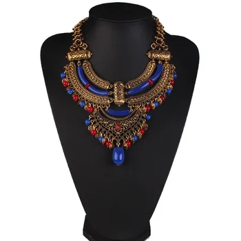

2020 Women Bohemia Necklace Pendants Multicolor Statement Choker Bib Necklace Antique Tribal Ethnic Boho Jewelry Mujer Bijoux