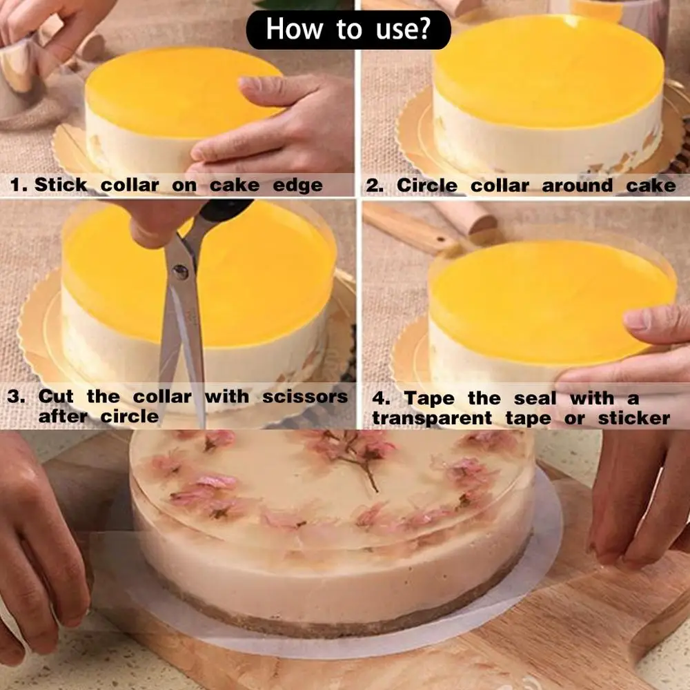 4 Inch Cake Transparent Film Mousse Collar Baking Surrounding Edge Decorating Roll Cake Collar 10.9 yd