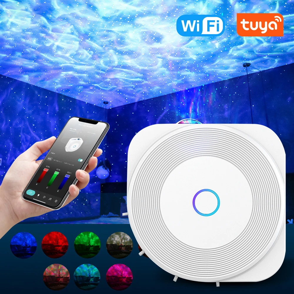 Led Galaxy projector luminous music player remote control star rotation children bedroom lamp gift interior decoration | Лампы и