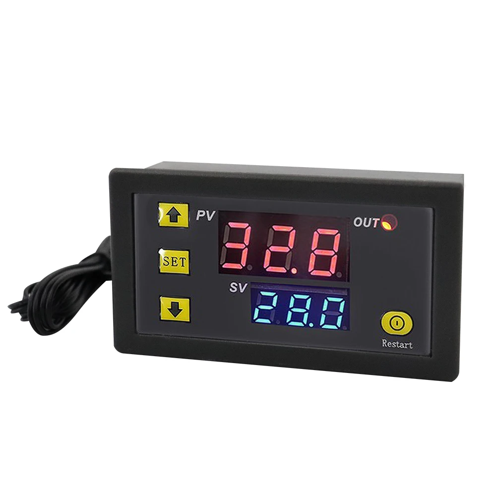 디지털 온도 제어 LED 디스플레이 온도 조절기, AC110-220V 프로브 라인, W3230, 12V, 24V, 20A, 가열 및 냉각 제어 기기