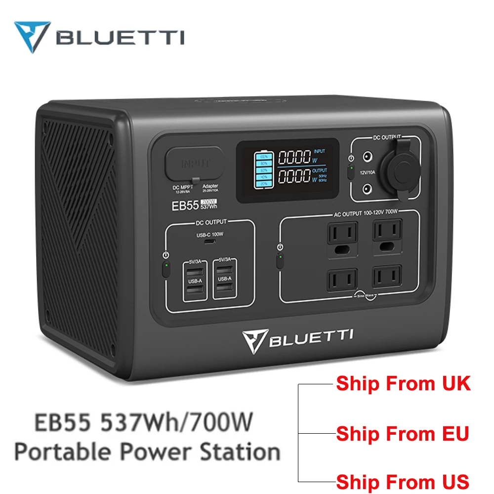 BLUETTIEB55PortablePowerStation700W537WhSolarGeneratorwith4