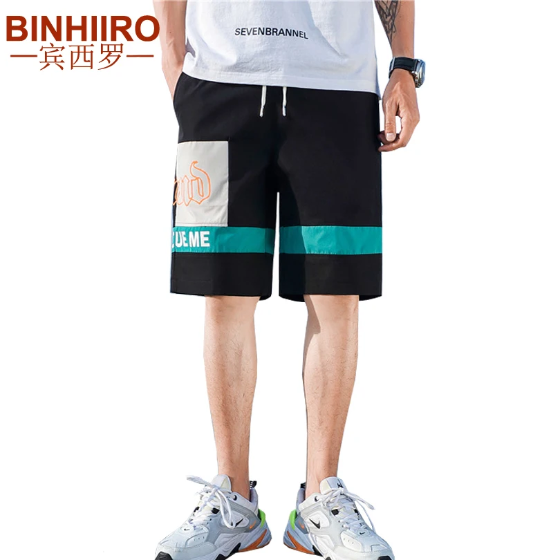 

Men's Casual Shorts Loose Straight Patchwork Breathable Comfortable Hip Hop Sweatpants Fashion Print Elastic Waist Men's Shorts