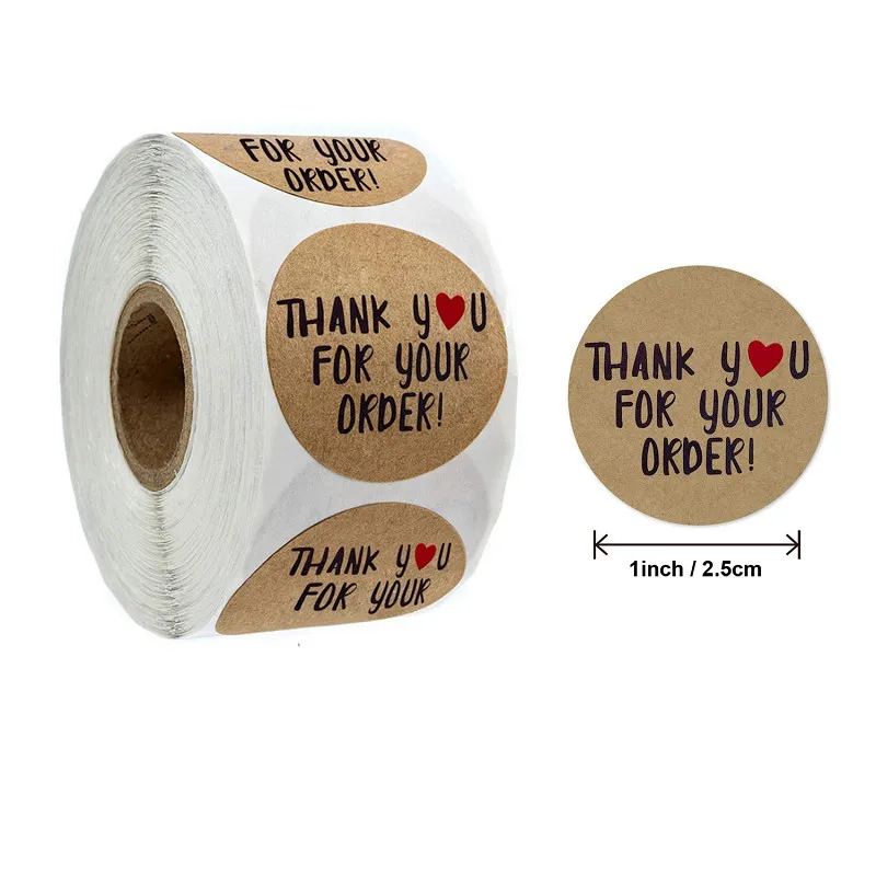 

Round Thank You for Your Order Stickers Heart Thanks For Shopping Small Shop Local Handmade Sticker Kraft Labels stickers 500pcs