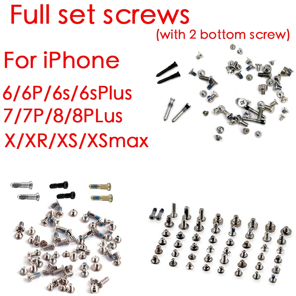 Полный комплект винтов с нижними винтами Замена для iPhone 6 6s 6Plus 6sPlus 7Plus 8 Plus X XR XS max |