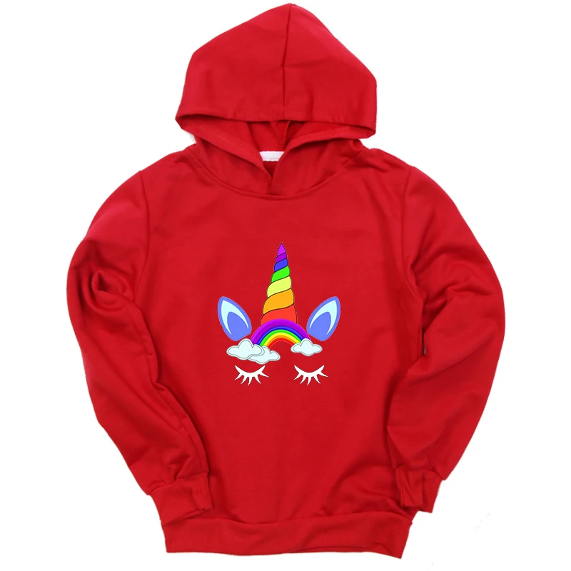 Hoodies 3 Новинка года, весенне-осенние толстовки с капюшоном для маленьких девочек, черные теплые толстовки с капюшоном и принтом единорога пальто с длинными рукавами детская верхняя одежда, куртка - Цвет: Hoodies 3