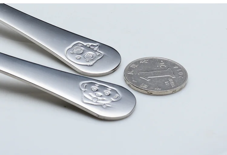 304 Stainless Steel Baby Eating Elbow Training Spoon Cartoon Pattern Creative Infant Practice Spoon