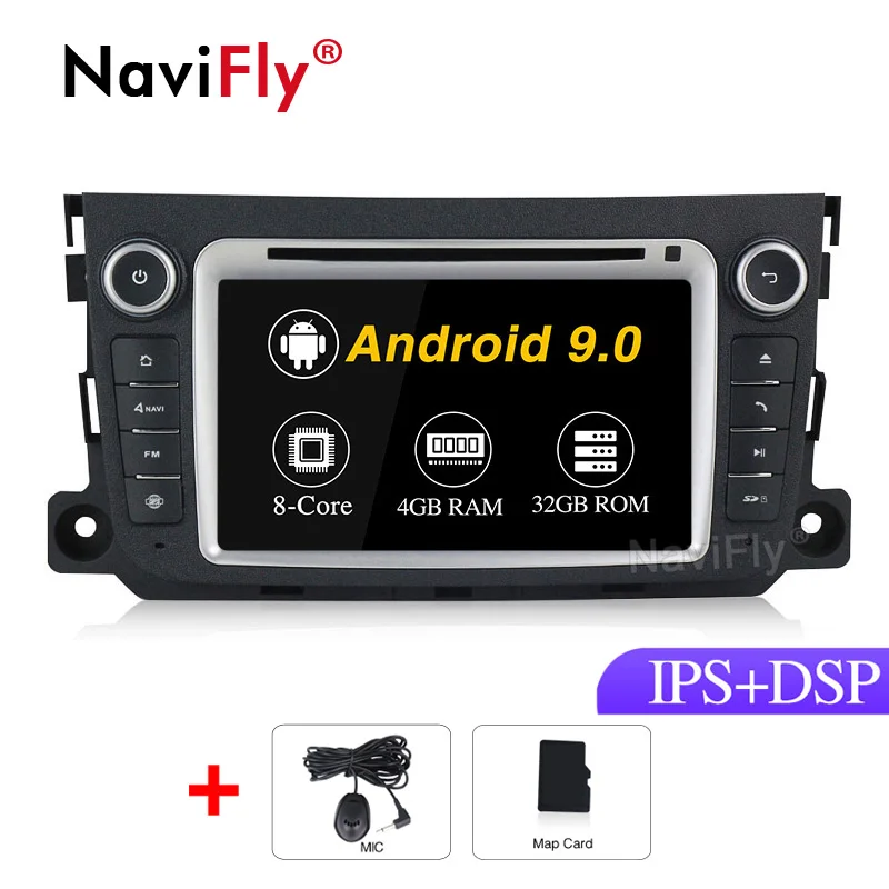 4G RAM 64G ROM DSP ips Восьмиядерный Android 9,0 4G ram 64G rom 2din автомобильный DVD gps плеер для Mercedes/Benz Smart Fortwo 2011 2012 2013 - Цвет: 4G RAM 64G ROM