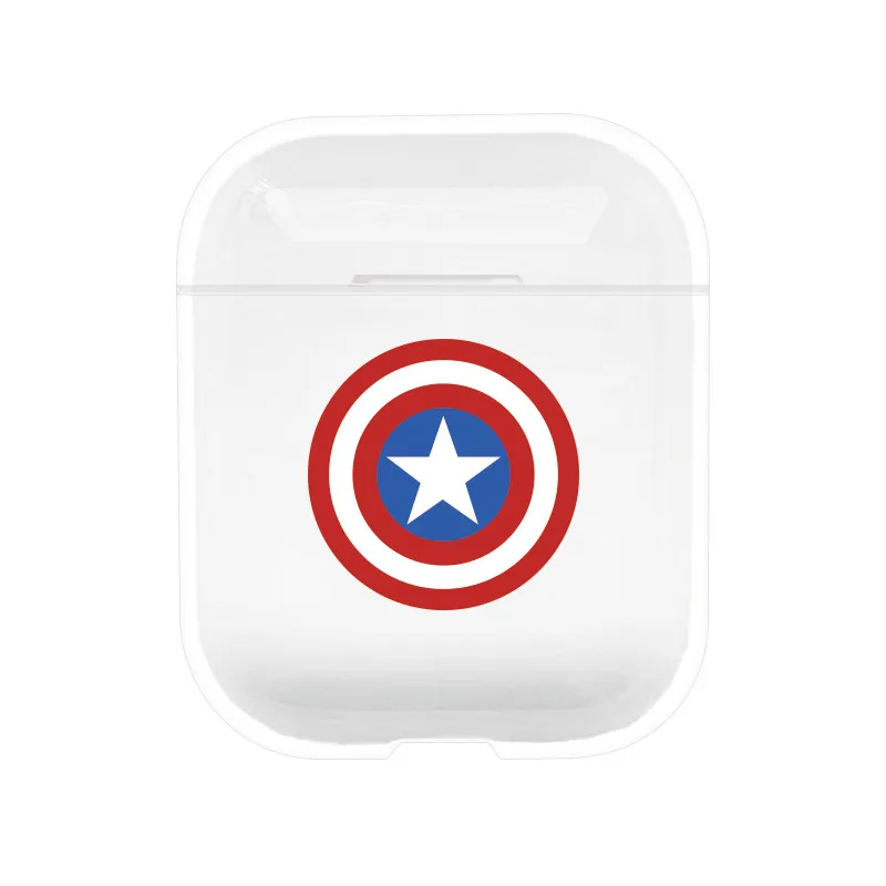 Captain America Для Apple Airpods чехол с мультяшным Пикачу прозрачный беспроводной Bluetooth наушники защитный чехол для Airpod 2 Наушники Аксессуары - Цвет: Captain America