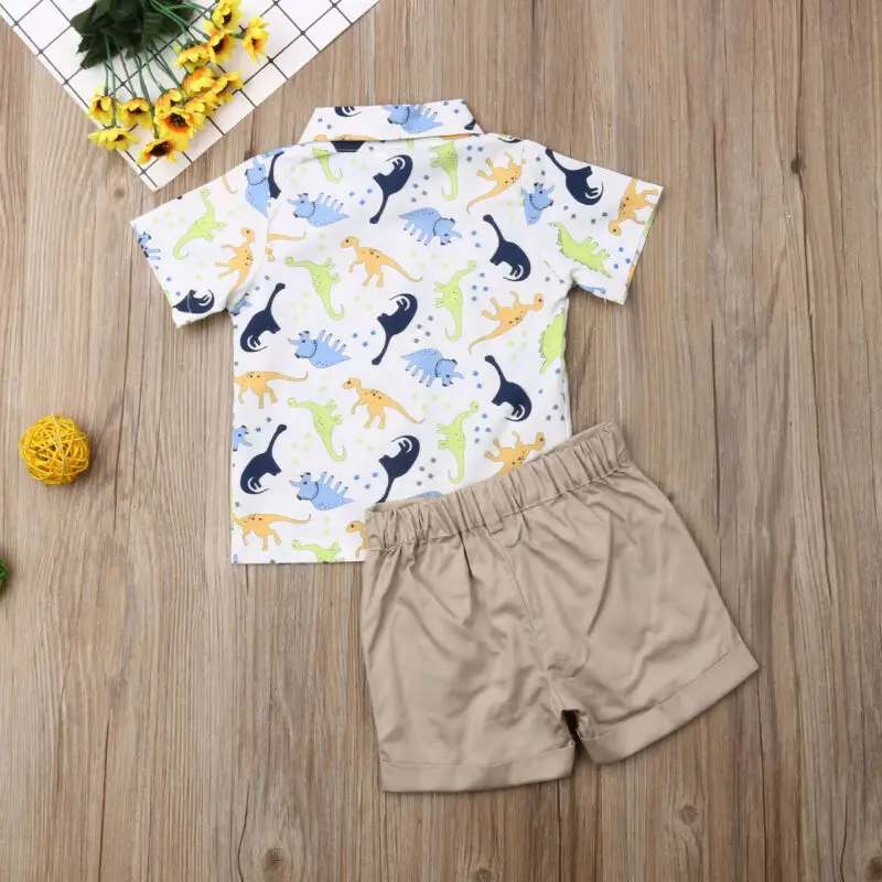 Детский костюм модная одежда для маленьких мальчиков хлопковые топы с короткими рукавами и брюки, комплекты из 2 предметов, одежда для детей 1-5 лет