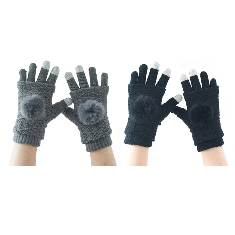 Зимние перчатки с сенсорным экраном, ветрозащитные вязаные перчатки для волос, женские теплые перчатки для женщин, перчатки для езды на велосипеде, бега