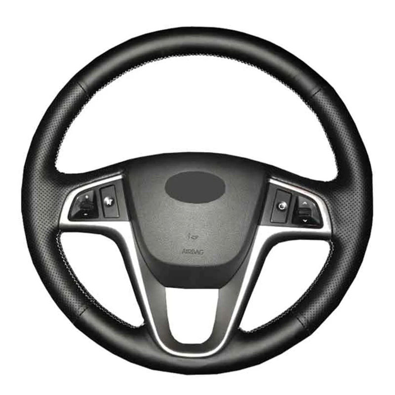 Модифицированная Кожаная оплетка черного цвета для руля Hyundai Solaris Verna i20 2008-2012 Accent |