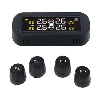 トラックtpms車のタイヤ空気圧監視システムusb 8.0bar太陽エネルギー4個/6個の外部/内部センサー高温度アラーム