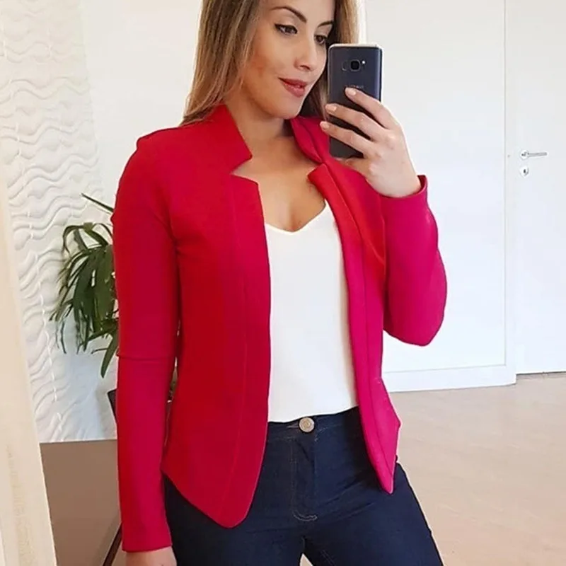 

Explosive temperament 2020 new fashion slim solid color long-sleeved small suit jacket latest style