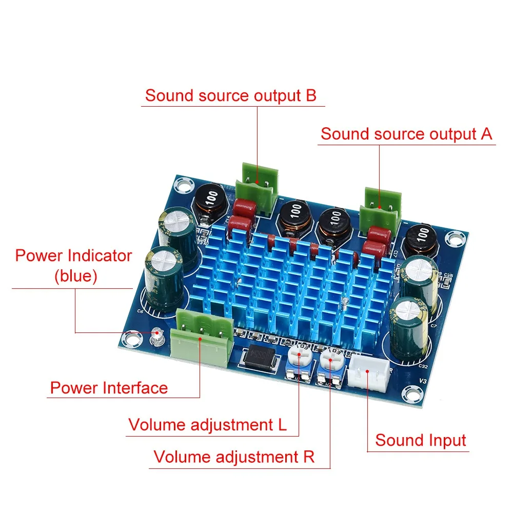 Высокая мощность цифровой усилитель мощности платы Hi Fi плата 2*120 Вт XH M572 TPA3116D2