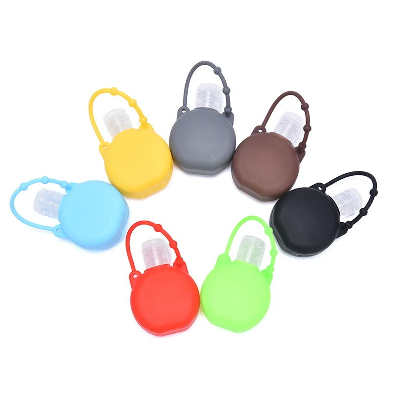 

30ml Silicone Round Bottle Keychain Hand Washing Gel Dispensing Cases Keychain Hand Sanitizer School Bag Keychain