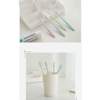 

4Pcs/Set Japanese Minimalist Adult Ultra Soft Bristle Head Toothbrush Oral Hygiene Care Plain Solid Color Family With Head Cover