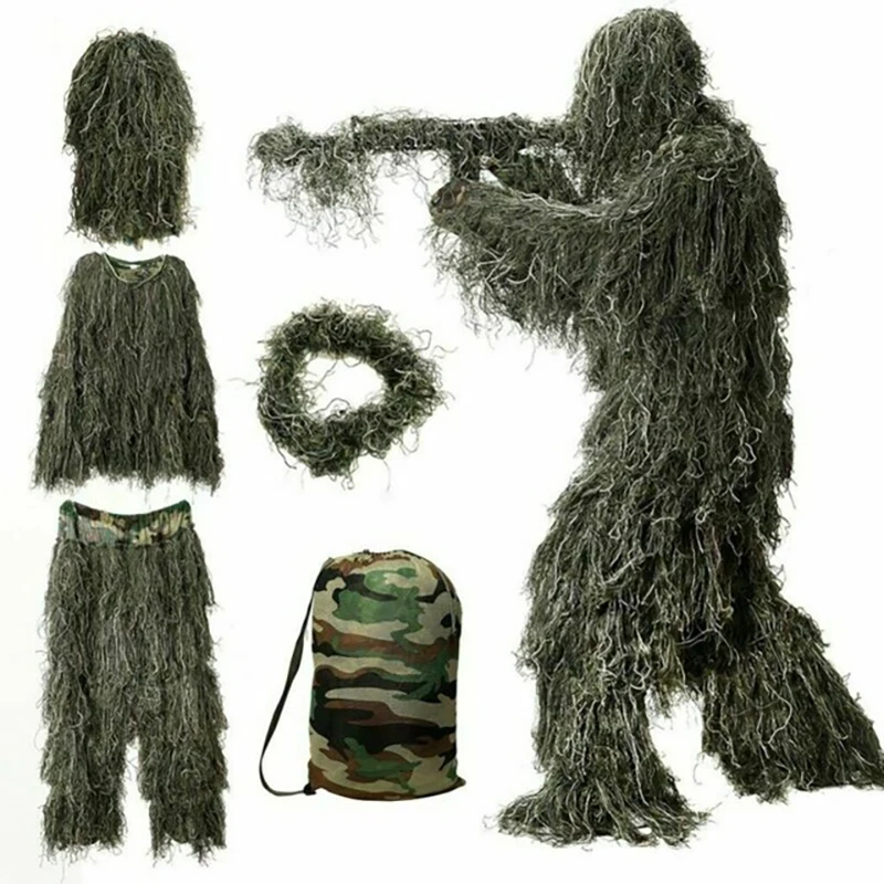 

Hunting Undercover Woodland Ghillie Suit Air Shooting Sniper Green Suit Adult Camouflage Military Jungle Multicam Clothing