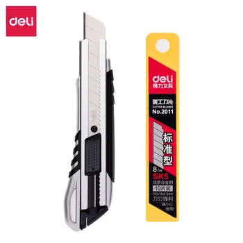 

Deli Zinc Alloy Utility Knife Set Paper Cutter 1pc + Alloy Steel Blade 1 Box Cutter Office School Supplies Office Supplies 33416