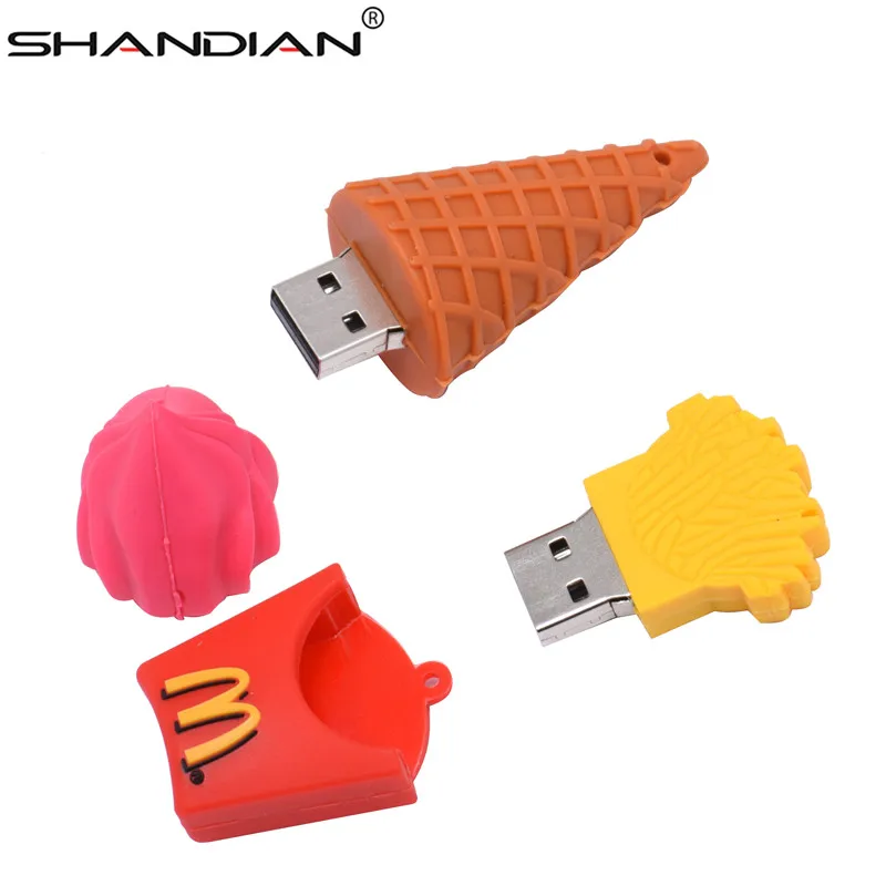 SHANDIAN usb флеш накопитель с рисунком картофеля фри милый 4 ГБ 8 16 32 64 карта памяти