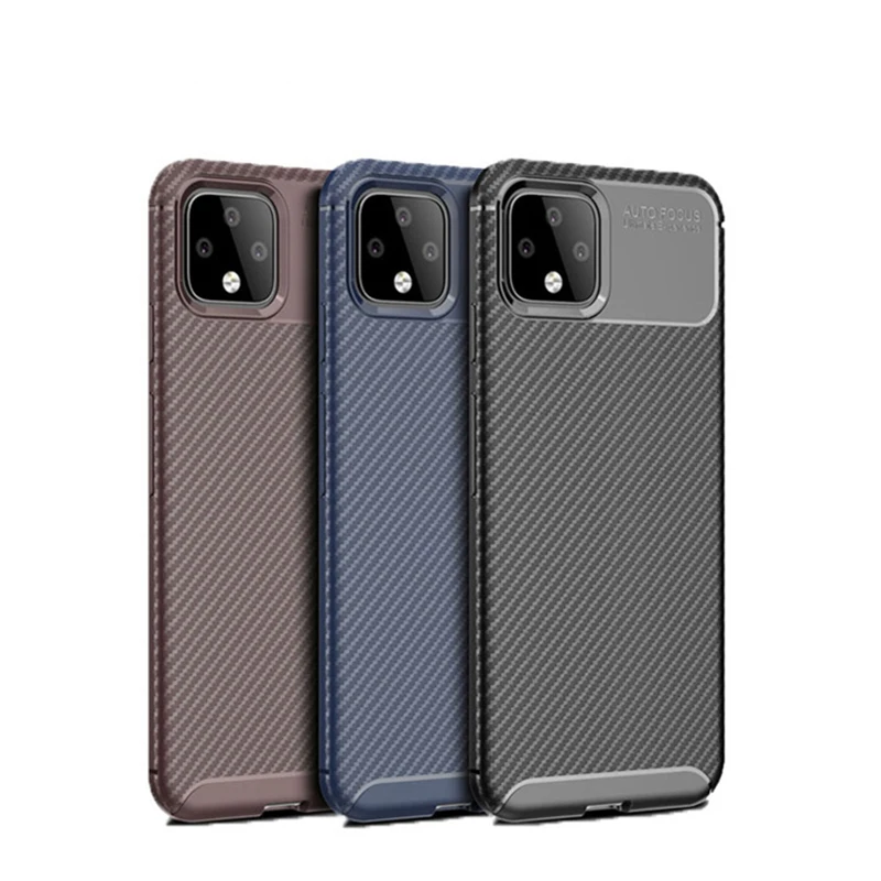 

Luxury Carbon Fiber Soft Silicone Phone Case For Google Pixel4XL Pixel4 Ultra-thin Camera Protection Cover Shell Coque