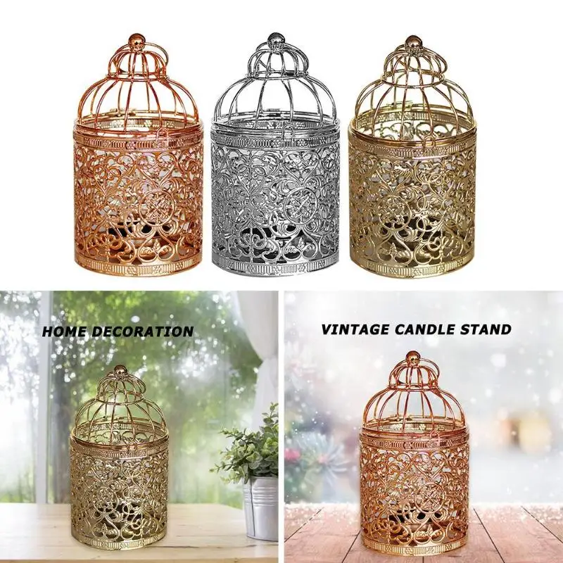 Клетка Форма Подсвечники Tealight полые металлические железные Европейский Стиль Нежный реквизит индивидуальные подсвечники домашний декор