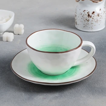 

Io pair of tea: 250 ml cup, 16 cm saucer, white / green