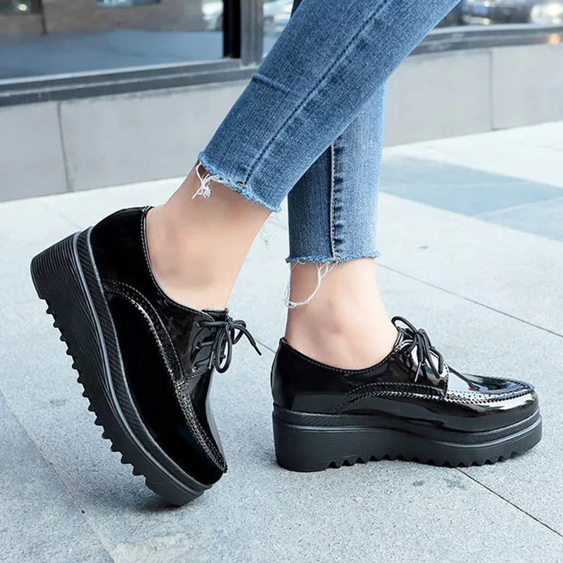 Women Oxford Shoes Lace Up Platform 