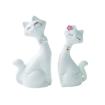

Creative New Handmade Decorations Furnishings Living Room Wedding Decorations Lucky Couple Ceramic Cat Wedding Gift A675