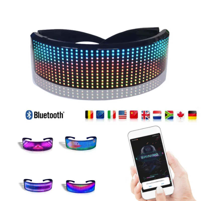 Светодиодный очки Bluetooth APP Управление программируемый рамка светильник USB