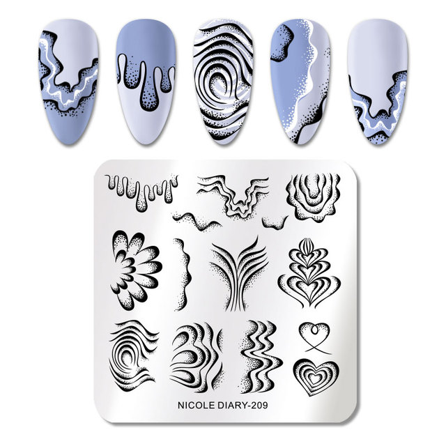 DIARY Line Flower Nail Stamping Plates Chinese Style Letter Pattern Nail Art Stamp Templates Face Leaf Printing Stencil
