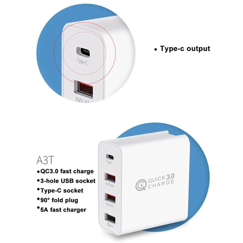 4-Порты и разъёмы USB Зарядное устройство адаптер быстрой зарядки QC3.0 для путешествий на мобильный телефон для быстрого настенного Зарядное устройство JFlyer