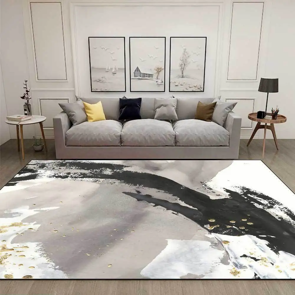 Modern Abstract Rug Dark Brown Grey Patterned Mat New Living Room Bedroom Carpet 
