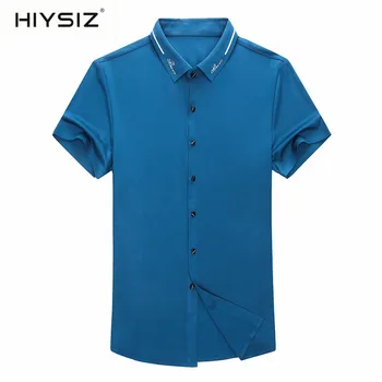 

HIYSIZ Brand Soft Seamless Shirt Men Spring Summer Short Sleeve Camisa Social Masculina Business Casual Shirts Clothing H6030S