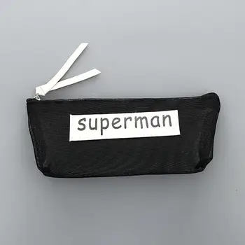 

2PC Simple and Transparent Mesh Portable Pencil Bag Test Multi-function Large Capacity Stationery Pencil Case Stationery Bag