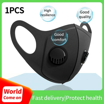 

Reusable black Face Masks Black Double Breathing Filter Valves Protective Mask Washable Dust Respirator mask Mascarillas Masque