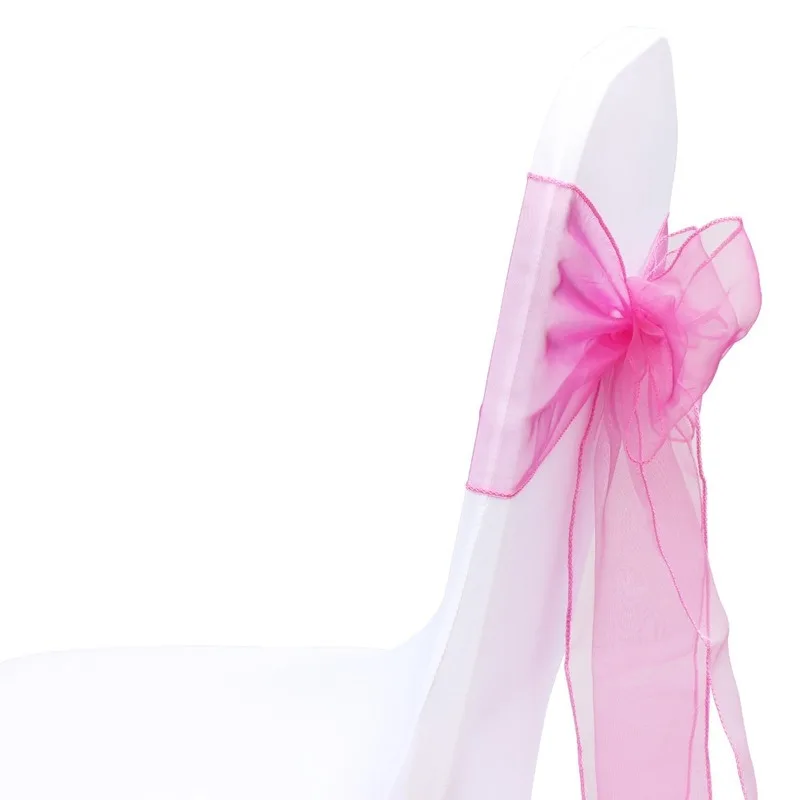 100pcs/set Chair Decoration Wedding Chair Organza Fabric Knot Cover Decoration Chairs Bow Band Belt Ties for Weddings Banquet