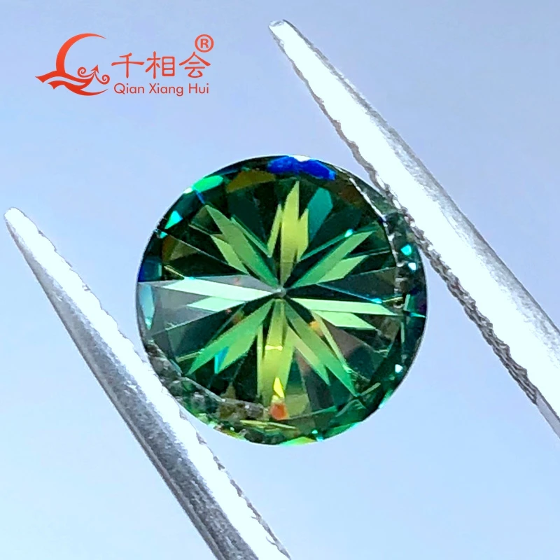 mais barato cor verde com um pouco de luz amarela redonda brilhante corte shinning moissanite pedra solta para fazer jóias