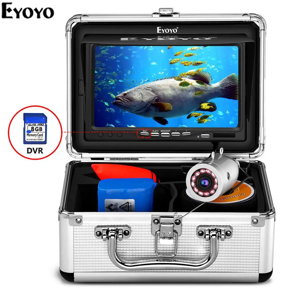 30M 7'' HD Monitor 1000TVL Fish Finder Underwater Video Camera 12pcs LED Lights 