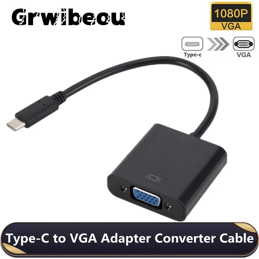 Переходник usb-c-гнездо VGA USB 3 1-VGA для MacBook Pro Air 2019 Chromebook Samsung Galaxy S9/S8 | Электроника