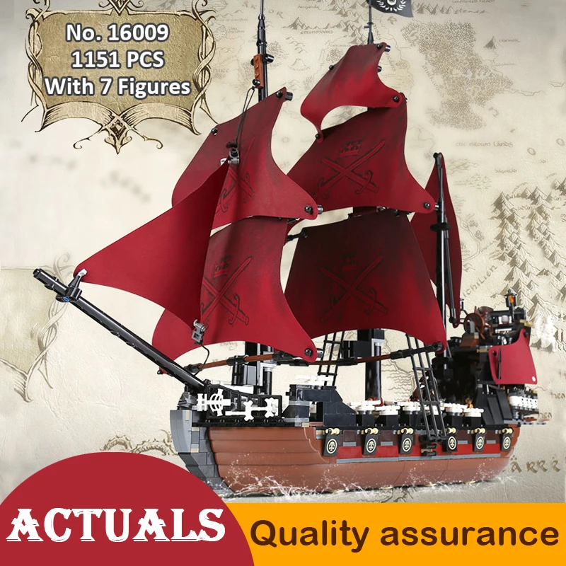 

16009 Pirates of The Caribbean Queen Anne Revenge Ship Building Blocks Boat Model Brick Collection Compatible legoed 4195 Set