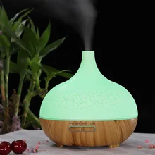 

400ml Wood Grain Aroma Diffuser For Home Vase Ultrasonic Air Humdifier Mist Maker with Colorful Night Lamps Office Air Purifier